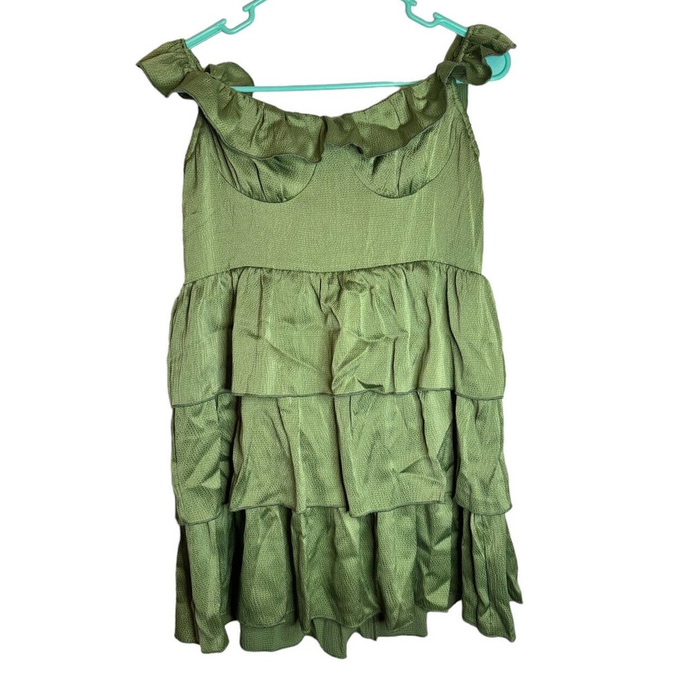 NWT Cider Ruffle Mini Dress Green‎ Size L